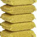 6 Pieces Non-Scratch Scrub Sponges Pads, Cleaning Scrub Sponge, Dish Wash Sponge, Kitchen Sponge, Multi-Use Heavy Duty Scrub Sponge - Gold