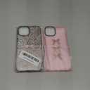 2 Pack Cute Cheetah Print Phone Case for iPhone 13 / iPhone 14 Pink Bow Case 6.1", Clear Coquette Fashion Luxury Leopard Pattern Design Girls Women Funda Shockproof Soft TPU Protection Cover