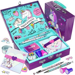 Unicorn Stationery Set for Kids - Birthday Gifts for Girls Ages 6, 7, 8, 9, 10 to 12 Year Old Age - Stationary Letter Writing Art Kit - Best Girl Birthday Gift - Preteen Craft Toys, Presents