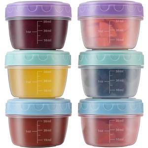 Salad Dressing Container to Go with lids,Dishwasher and Microwave Safe Tiny Condiment Containers with Graduated Lines, Reusable and Leakproof Small Sauce Containers for Lunch Box 6 Pcs 2.7 OZ Mixed 1 (Mini)