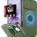 FRLMOOES for iPhone 17 Case Magnetic Compatible with MagSafe Wireless Charging,with 2 Screen Protectors,Built-in Kickstand Ring,with Camera Cover Shock-Absorbent Shockproof Heavy Duty Protection Green