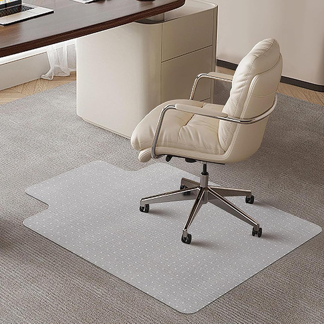 Chair Mat for Carpeted Floor with Lip,47''36'' PVC Carpet Protector for Low Pile Carpets Heavy Duty Effective Grip Anti-Slip,Won't Crack,Easy to Clean for Office and Home