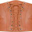 SANSTHS Wide Elastic Lace-up Tied Waspie Belt for DressesCorset Waist Belt for Women Halloween Costume (Brown, XL)
