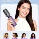 Cordless Curling Iron Brush,4 In1,8000mAh,4 Temp Setting,1/1.5 inch Portable Mini Travel Hot Comb,Rechargeable Hair Curler Cordless with 200 Million Negative Ions,Dual Voltage (Purple)