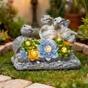 everby-yh Garden Turtles Statues Outdoor Decor Solar Powered LED Lighted Turtle Sculpture Lawn Decorations for Patio,Balcony,Yard Ornament,Gifts for Mom