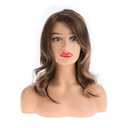 Sallcks Womens Short Brown Wig with Side Bangs Mid Length Natural Wavy Synthetic Hair Wig for Daily Party Halloween