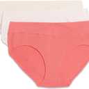 Warner's Women's Blissful Benefits Dig-Free Comfort Waist Moisture-Wicking Microfiber Brief Ru4963w (3X-Large, Roswater/Pearled Ivory/Coral)