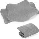 HunnmingRe Cervical Pillow Case Cover Comfortable and Breathable Memory Foam Cervical Neck Pillow Case Cover with Zipper (Gray,Queen Size)