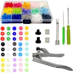 150 Sets 12mm T5 Snap Fasteners, 15 Assorted Color No Sew Plastic Buttons, Resin Snaps Fasteners Buttons Kit with Press on Snap Tool Pliers for Jackets, Jeans, Belts, Hats, Clothing, Bags & DIY Crafts