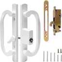 Sliding Patio Door Handle Set with Mortise Locck, Keyed Sliding Door Handle, Offset Thumbturn Patio Door Handle, Fits 1-3/8" to 2-1/4" Thick Door, 3-15/16" Hole Spacing, Mortise Lock Pull Handle Set