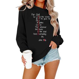 MOUSYA Valentines Day Sweatshirt Women Love Heart Graphic Shirts Christian Pullover Long Sleeve Tops (Medium, Black-2)