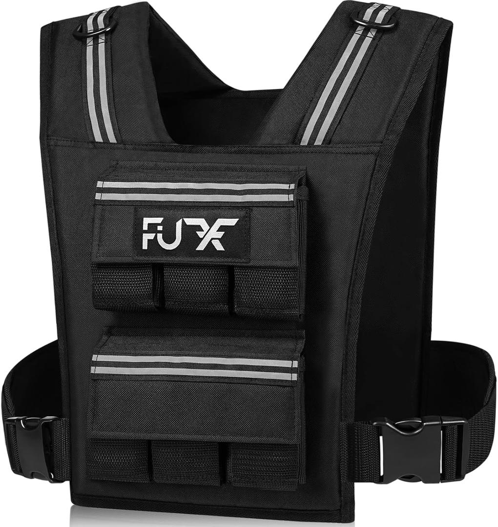 FUFF Adjustable Weighted Vest Men, 30 LB Weight Vest for Strength Training, Workout Vest Woman with Removable Iron Weights for Walking, Rucking, Running, Exercise