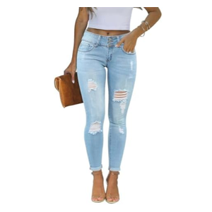 KUNMI Women's Skinny Ripped Trendy Jeans Distressed Stretchy Denim Pants