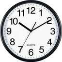 Bernhard Products Black Wall Clock, Large 13-Inch Silent Non Ticking Quartz Battery Operated Round Easy to Read Classroom/Home/School/Office Clock