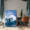 Vintage Surfing Posters Blue Ocean Summer Scenery by the Sea Canvas Wall Art White Waves Extreme Water Sports Prints for Bedroom Dorm Home Beach Decor 8x12inch Framed (style-5)