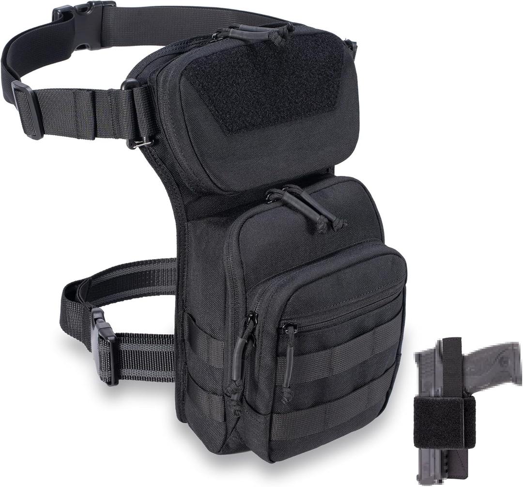 Tactical Drop Leg Bag Utility Pouch Molle Pack for Outdoor Motorcycle Cycling Hunting Hiking with CCW Gun Holster