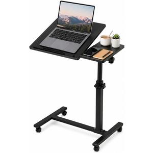 Rolling Laptop Desk with Wheels, Adjustable Height Bed Table for Sofa & Couch, Portable Mobile Workstation, Lockable Wheels, Compact Desk for Small Spaces, Home Office & Study