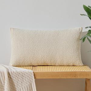 ORTIGIA Boucle Lumbar Pillow Covers 14x24 Beige Textured Body Pillowcase Neutral Pillowcases for Indoor Couch Sofa Bed Cushion Living Room Modern Cushion Cases (Cover Only)