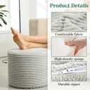 Round Pouf Ottoman Soft Furry Corduroy Foot Rest for Chair, 19.7"D x 19.7"W x 16"H