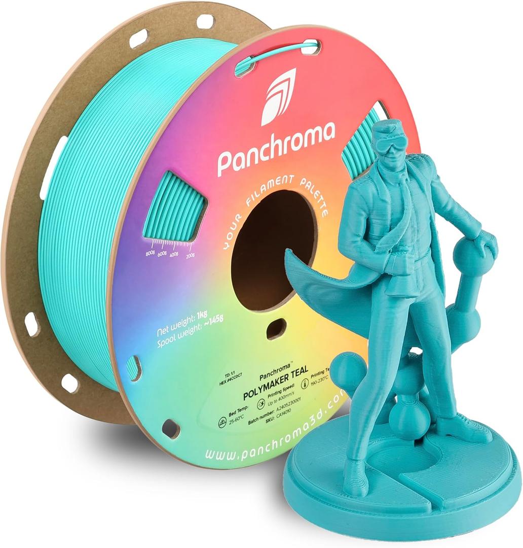 Polymaker Panchroma Teal 3D Printer Filament, 1.75mm 1kg, Prints Better Than PLA, High Speed Printing, Compatible with Most 3D Printers