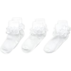 Jefferies Socks Big Girls' Frilly Lace Socks 3 Pair Pack (Medium, White)