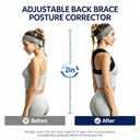 Posture Corrector for Women and Men, Adjustable Upper Back Brace, Breathable Back Support Straightener, Providing Pain Relief from Lumbar, Neck, Shoulder, and Clavicle. (1) (Black)