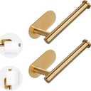 Toilet Paper Holder Self Adhesive Roll Holder Wall Mount for Bathroom and Washroom No Drilling SUS304 Stainless (Brushed Gold, 2)