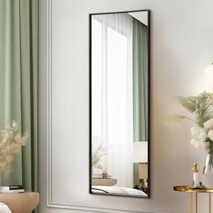 AAZZKANG Wall Mirror Full Length with Metal Frame Large 47"x16" Modern Rectangular Decorative Hanging Mirrors for Bathroom Bedroom Living Room Entryway Dressing Room Black