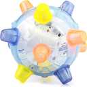 Jumping Activation Ball for Dogs with Flashing LED Ball Light & Music - Automatically Bouncing, Suitable for Indoor & Outdoor Play (Blue)