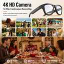 2026 AI Smart Glasses with 8MP 4K Camera, Video Recording Glasses with Photo, Real-Time Translation in 139 Languages, ChatGPT Voice Assistant, Open-Ear Bluetooth Headphones, Travel, Meetings & Vlog