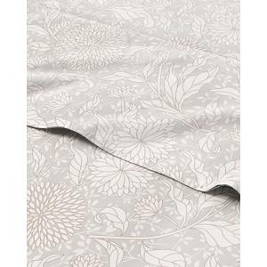 Floral Sheets - Beige Floral Bed Sheet Set - 1 Flat, 1 Fitted & 2 Pillowcases w/ Deep Pockets - Comfy, Wrinkle & Fade Free - Boho Botanical Bedding - Ultra-Soft, Breathable & Cooling - Queen Size