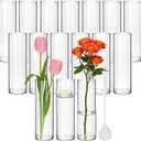 16 Pack Glass Cylinder Vase, 7.67" H2.36" W Clear Vases for Centerpieces, Flower Vases for Bouquet,Hurricane Vase Ideal for Wedding Table Centerpieces, Floating Candles & Bouquet Arrangements