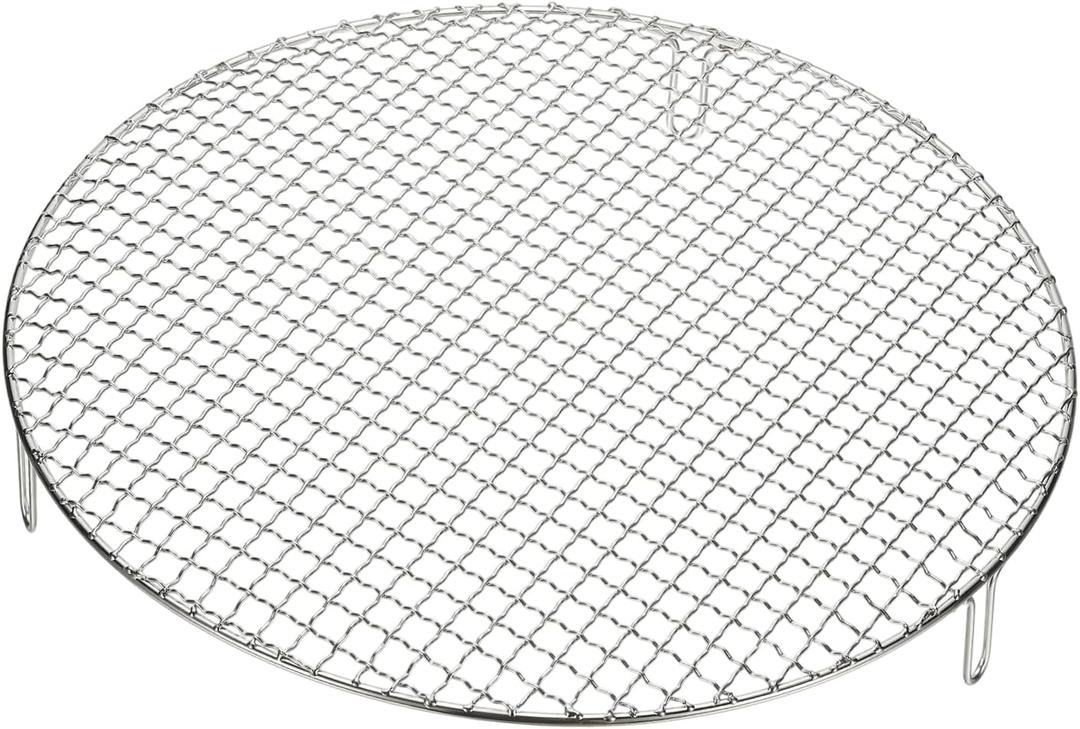 uxcell 15 Inch Round Cooking Rack, Stainless Steel Canning Racks with Legs, Barbecue Mesh Grill for Baking Cooling Steaming Cookware
