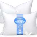 Goose Feather Pillows Queen Size Pack of 2 - Down Hotel Bed Pillows for Sleeping, Soft 600 Thread Count Cotton Cover, Fluffy Support Surround Fill Polyester for Side, Back, Stomach Sleepers