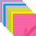 8 Pads Lined Sticky Notes 4x4 in Post, 8 Colors Self Sticky Notes Pad Its, Bright Stickies Colorful Big Square Sticky Notes for Office, Home, School, Meeting, 50 Sheets/Pad