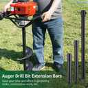 3 PCS Auger Extension Drill Bits, 3/4 Shaft Earth Auger1 Drill Bit Extension, Auger Drill Bit Extension2 Bar, Garden Spiral Hole Drill Bit Extension1 Rod, Post Hole Digger Replacement