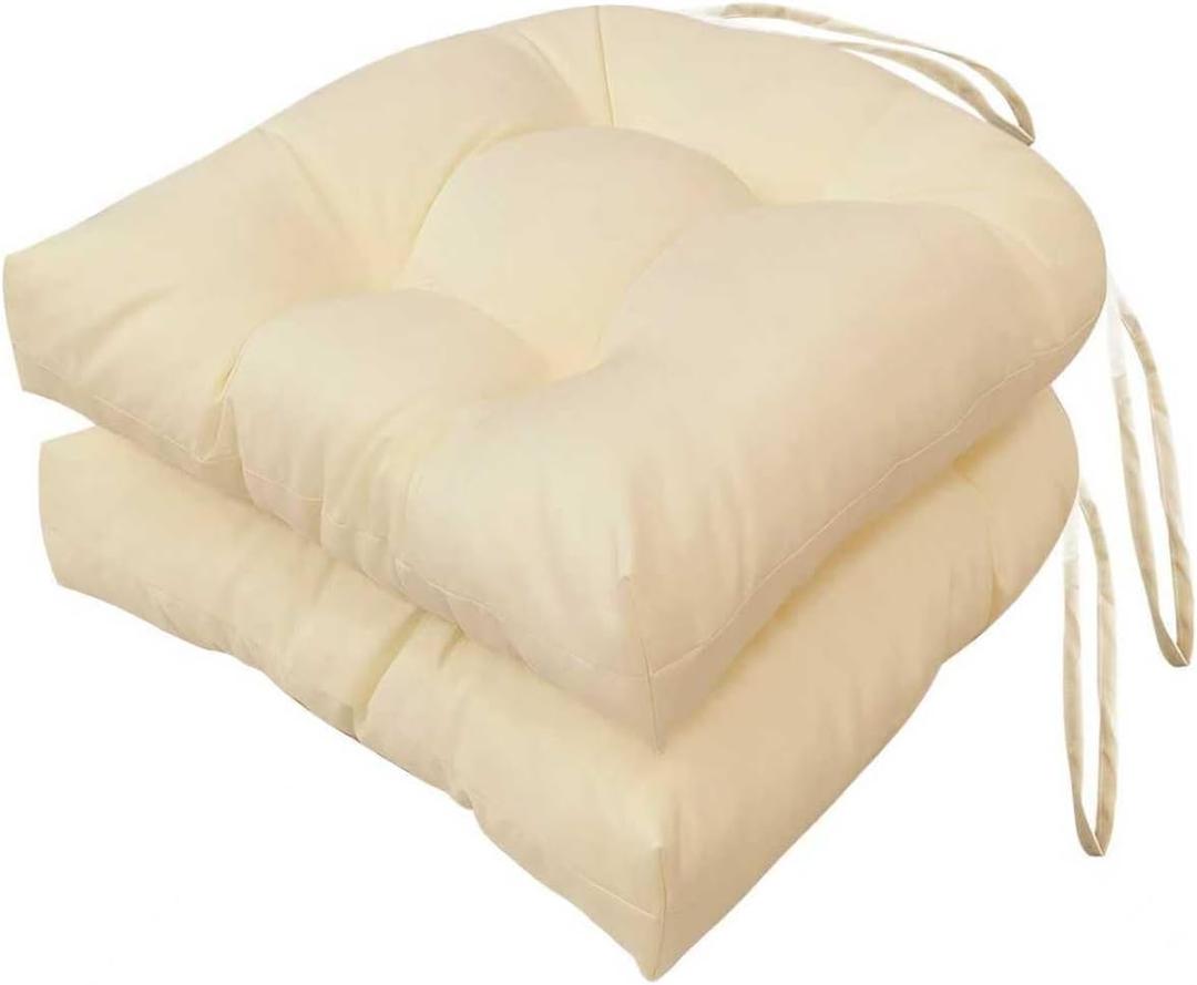 Outdoor Chair Cushions Set of 2, 19"x19" Tufted Outdoor Seat Cushions, Waterproof Patio Furniture Cushions,Beige