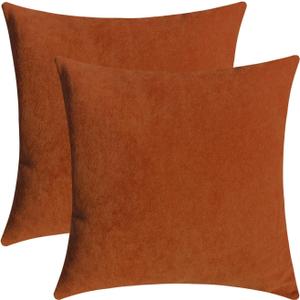 Jeneoo Brave Orange Decorative Couch Throw Pillow Covers Soft Chenille Comfy Square Cushion Cases for Livingroom Bed Sofa Decor (Set of 2, 14 x 14 Inches)