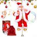 2025 Upgraded Santa Claus Musical Climbing Rope Decoration Climbs Up and Down, Animated 3AA Battery Electric Santa Claus on Rope, Musical Climbing Santa Christmas Tree Ornament Pecfect for Decor