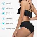 Beautikini Period Swimwear for Teens Menstrual Leakproof Ruffle Bikini Set Period Bikini Swimsuits Period Bathing Suits for Teen Girls(Black,Small)