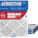 Aerostar 16x20x1 MERV 11 - 4 Count - Pleated HVAC, Furnace & Air Conditioner Filters - Removes Dust, Cold & Flu Germs, Lint, Mold, Pet Dander, Allergy-Causing Pollen, Smog & Smoke