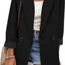 Womens Blazers for Work Casual, Open Front Long Sleeve Office Jacket, Professional Business Casual Cardigan for Women (Large, Black)