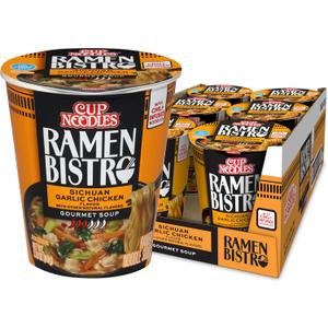 Nissin Cup Noodle Ramen Bistro, Sichuan Garlic Chicken, 3.1 Ounce (Pack of 6) (EXP 09/16/26)