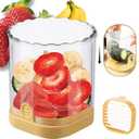 NOVANO Strawberry Slicer with Stainless Blades | Egg & Fruit Slicer Cup for Banana, Cucumber, Mushroom | ABS Detachable Kitchen Gadget - Precision Berry Cutter Tool (Yellow, 1-Pack)