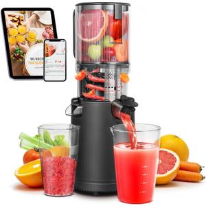 Slow Cold Press Juicer Machine: Electric Masticating Juicer Extractor Easy Clean - Whole Fruit Vegetable Juice Maker - Cold Pressed Slow Blender Juicer with Wide Large Chute Mouth