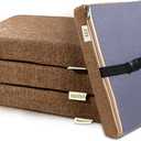 4PCS Linen Soft Foam Seat Cushion | 14x10x2 Inches Bar Stool Cushions Square | Thickened Recliner Cushion | Chair Cushion with Removable Cover (Dark Brown)