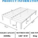 12 Inch King Size Bed Frame with Metal Gaskets, White Bed Frame King Size No Box Spring Needed, Heavy Duty Steel Platform Support, Round Corner Design, Reserved Holes, Noiseless, Storage Space