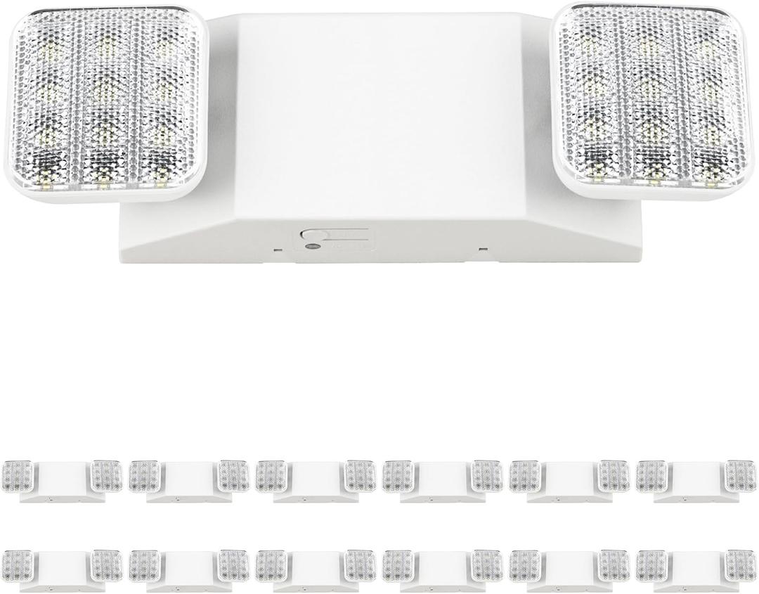 Sunco 12 Pack LED Emergency Lights, Commercial Lighting for Business, Power Outages, Offices, with Backup Battery (90 Minutes), Wall Mount, Hard Wired, 120-277V, Fire Resistant (94V-0) UL