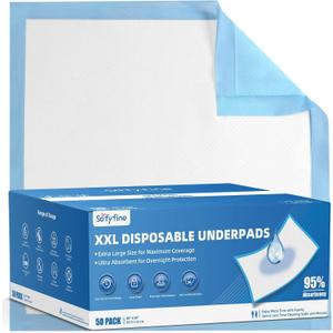 SOFYFINE 50 Count Extra Large Chucks 36"x36" Thicken Elderly Adults Incontinence Bed Pads Disposable, Heavy Duty Absorbency Underpads Waterproof, XXL Extra Large Puppy Pee Training Pad