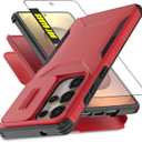 for Samsung Galaxy S25 Ultra Case, with 1 HD Screen Protector & Slide Camera Cover [Military-Grade] Phone Case Heavy Duty Rugged Shockproof Protective Cover for Galaxy S25 Ultra(Red)